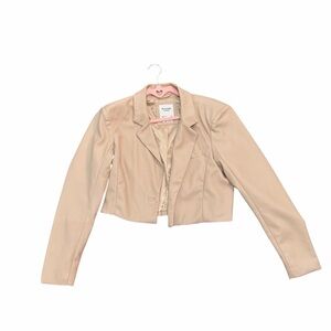 Abercrombie & Fitch Beige Vegan Leather Cropped Blazer Jacket S